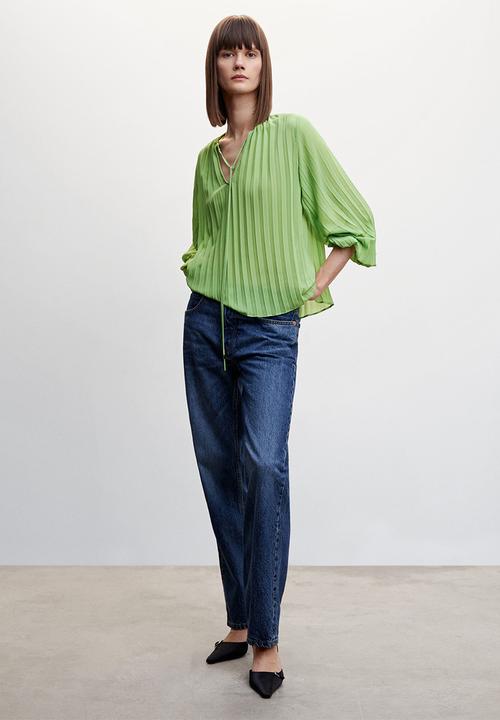 MANGO - Blouse plis - green
