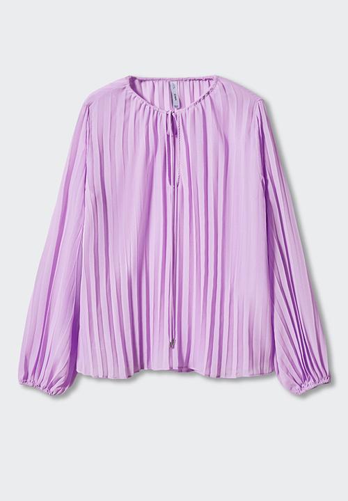 MANGO - Blouse plis - light pastel purple
