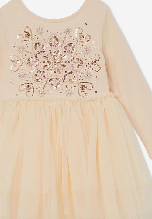 Cotton On - Iris long sleeve dress - champagne/flower kaleidoscope