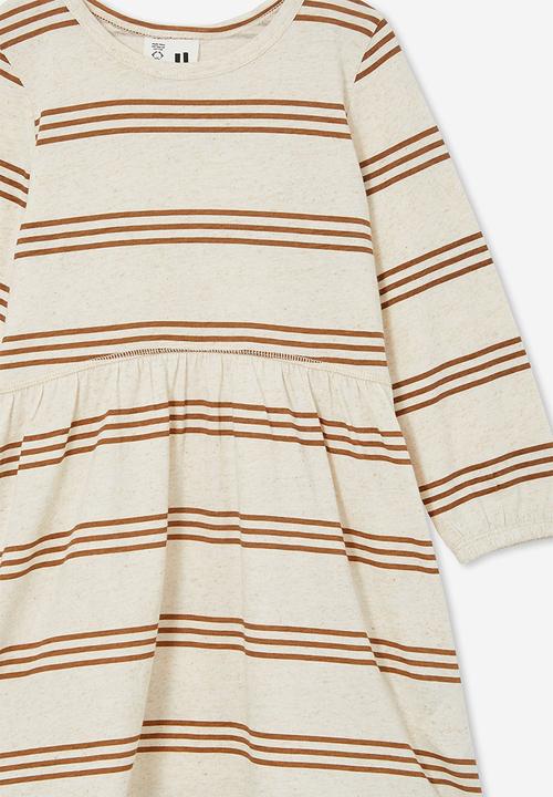 Cotton On - Savannah long sleeve dress - caramel marle stripe