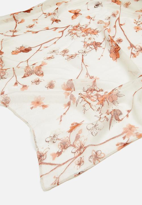 edit - Floral mid weight scarf - multi
