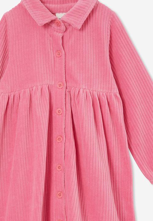 Cotton On - Christine long sleeve dress - raspberry pink/rib