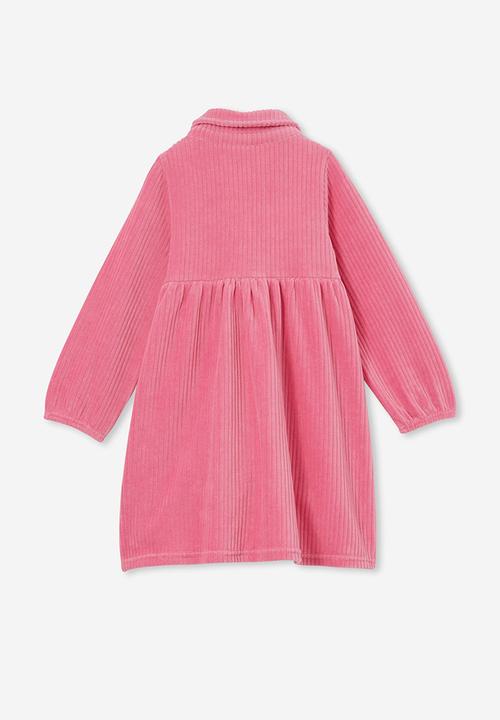 Cotton On - Christine long sleeve dress - raspberry pink/rib