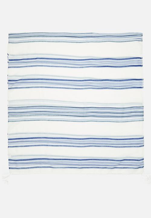 edit - Striped mid weight scarf - blue & white