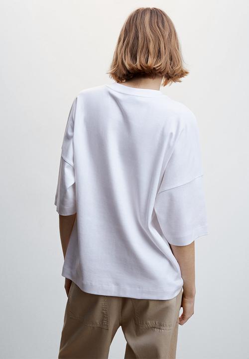 MANGO - T-shirt sita - white