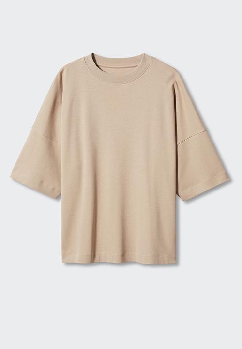 MANGO - T-shirt sita - light beige