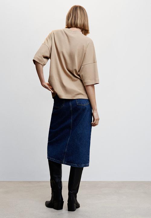 MANGO - T-shirt sita - light beige