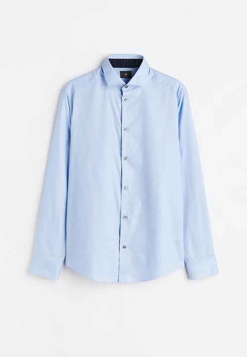 H&M - Slim fit premium cotton shirt - light blue