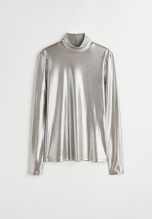 H&M - Polo-neck top - silver-coloured
