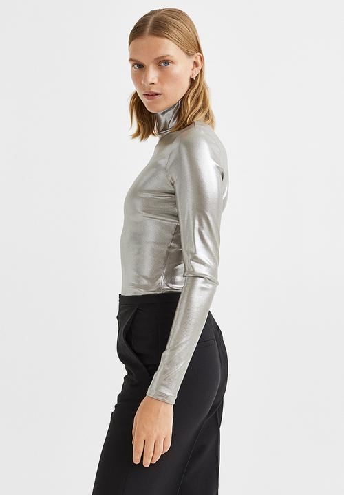 H&M - Polo-neck top - silver-coloured