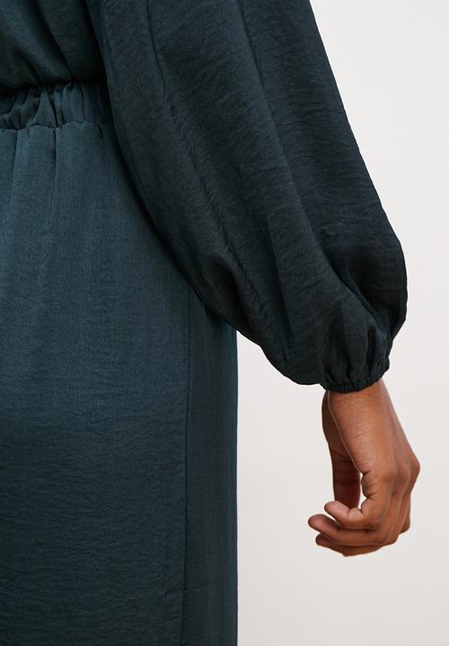 edit - Satin wrap wide leg jumpsuit - dark teal