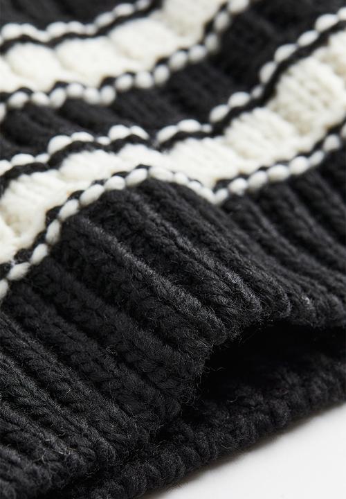 H&M - Oversized turtleneck jumper - black/striped