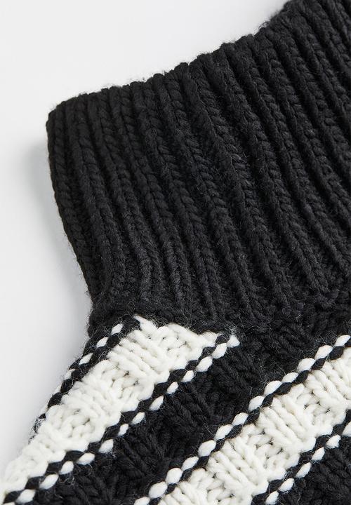H&M - Oversized turtleneck jumper - black/striped