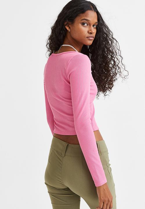 H&M - Ribbed jersey top - pink