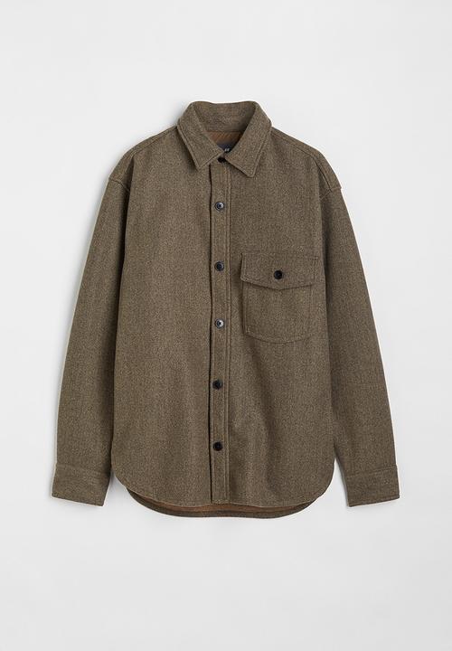 H&M - Relaxed fit felted overshirt - brown marl