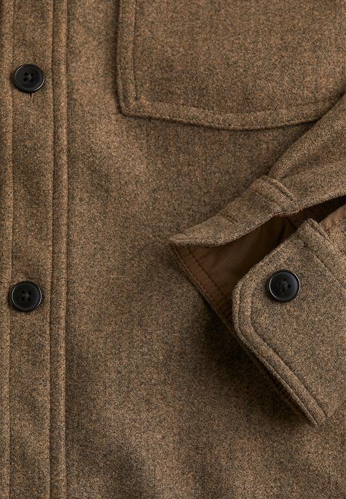 H&M - Relaxed fit felted overshirt - brown marl