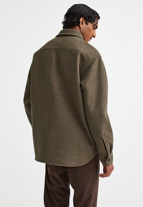 H&M - Relaxed fit felted overshirt - brown marl