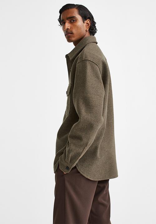 H&M - Relaxed fit felted overshirt - brown marl