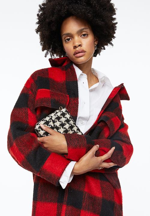H&M - Oversized long shacket - red/checked