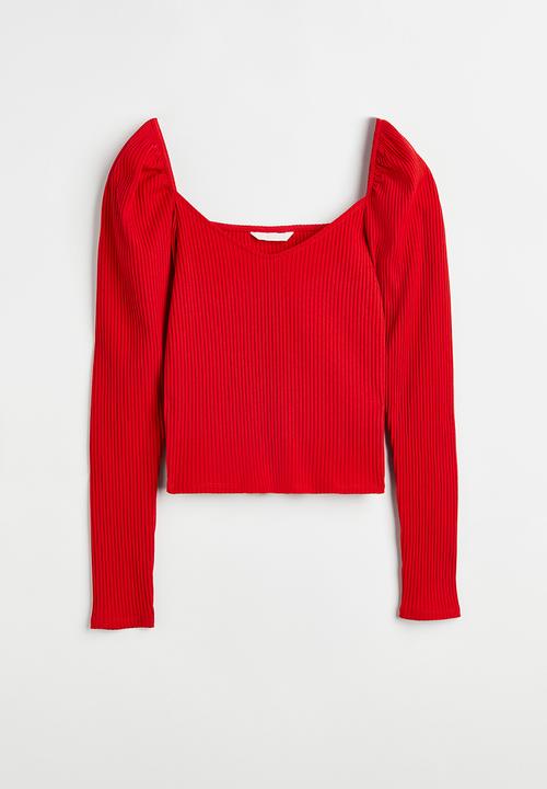 H&M - Ribbed short top - red