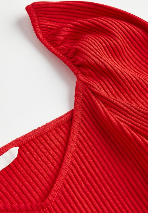 H&M - Ribbed short top - red