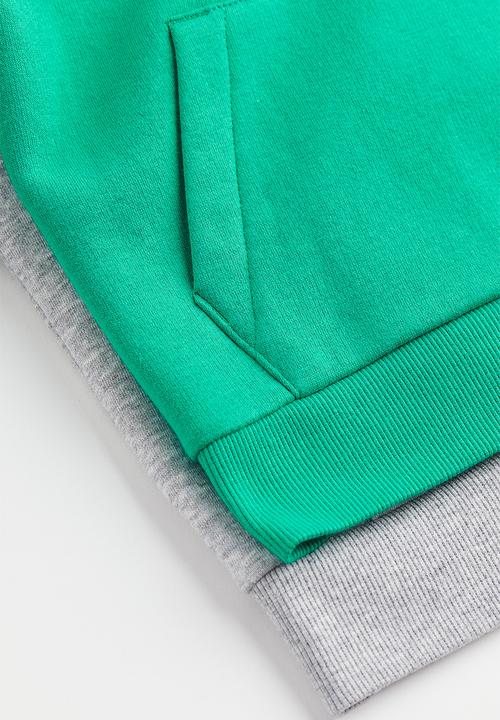 H&M - 2-pack hoodies - green,grey