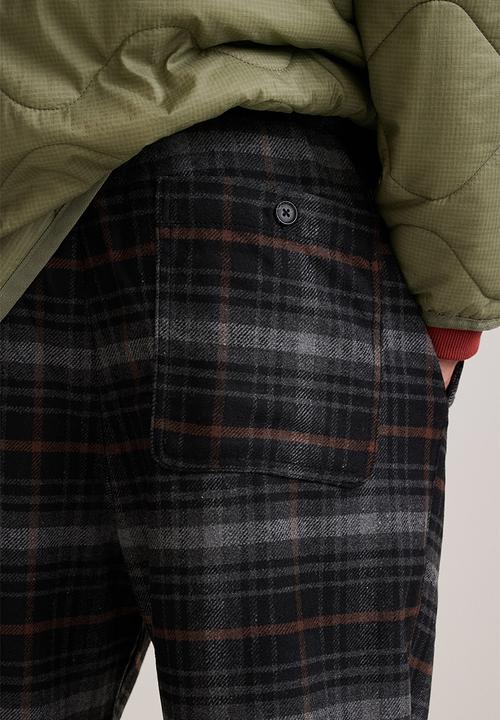 H&M - Relaxed fit wool-blend twill trousers - brown& black checked