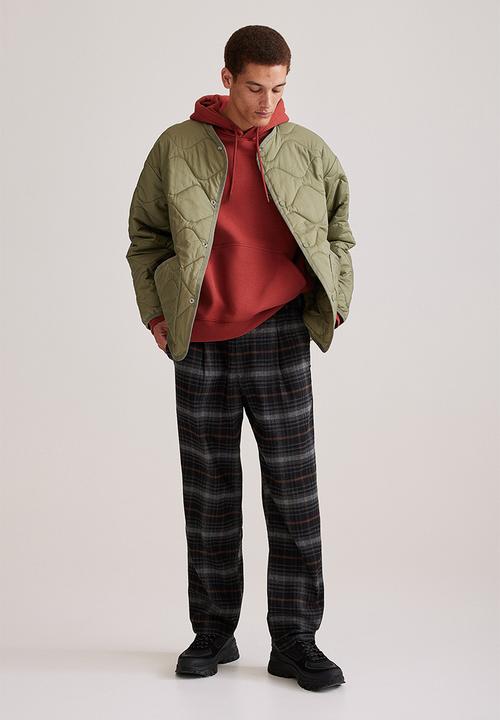 H&M - Relaxed fit wool-blend twill trousers - brown& black checked