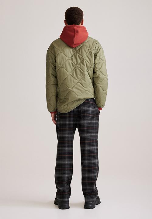 H&M - Relaxed fit wool-blend twill trousers - brown& black checked