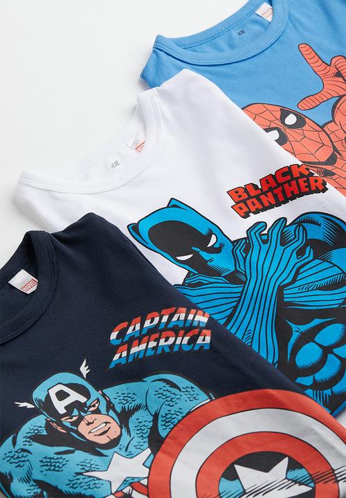 H&M - 3-pack printed tops - blue/spider-man