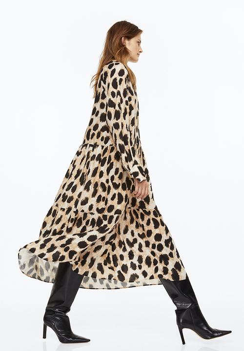 H&M - Tiered shirt dress - light beige/leopard print