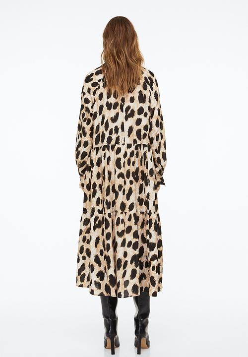 H&M - Tiered shirt dress - light beige/leopard print
