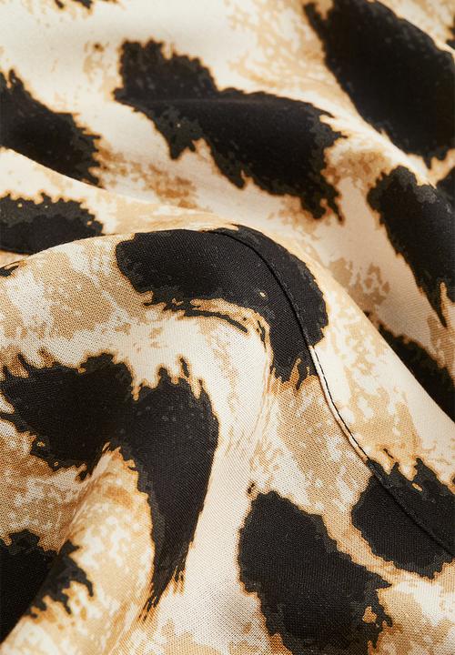 H&M - Tiered shirt dress - light beige/leopard print