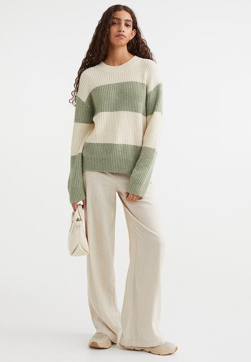H&M - Rib-knit jumper - green/striped