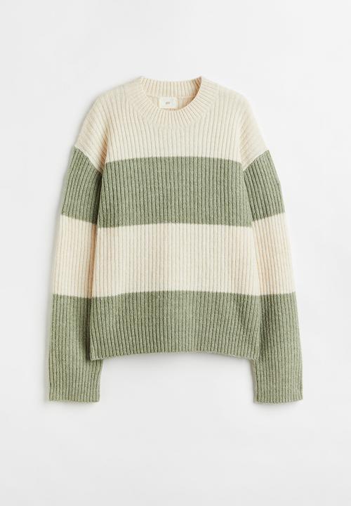 H&M - Rib-knit jumper - green/striped