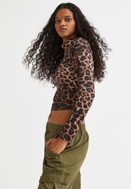 H&M - Long-sleeved top - beige/leopard print