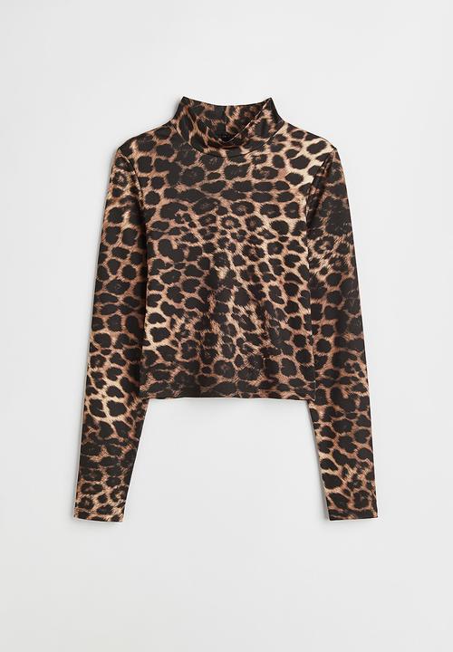 H&M - Long-sleeved top - beige/leopard print