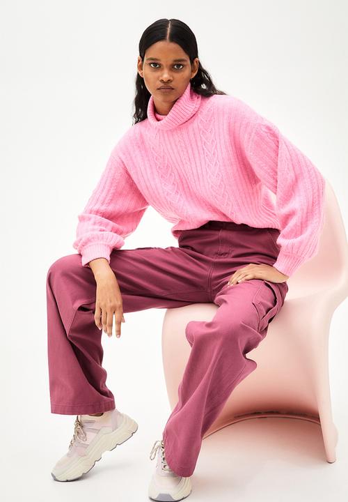 H&M - 90s baggy high waist jeans - dark pink