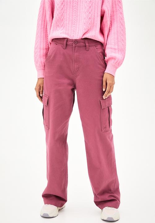 H&M - 90s baggy high waist jeans - dark pink