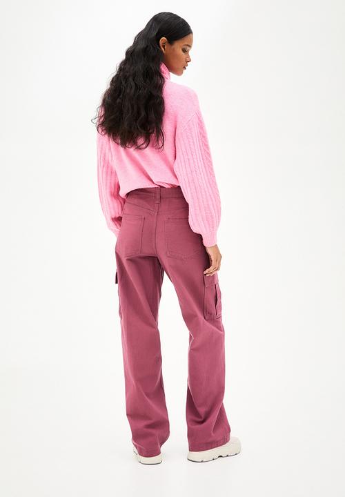 H&M - 90s baggy high waist jeans - dark pink