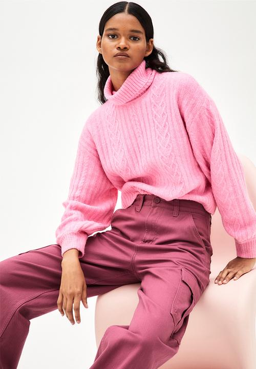 H&M - 90s baggy high waist jeans - dark pink