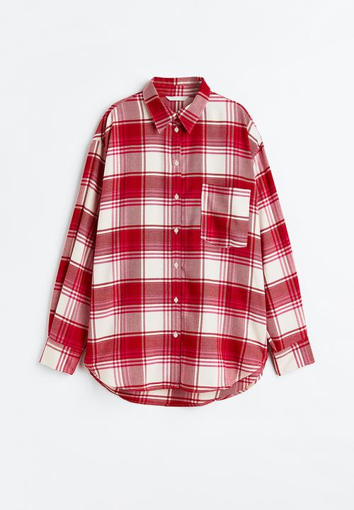 H&M - Oversized flannel shirt - red/checked