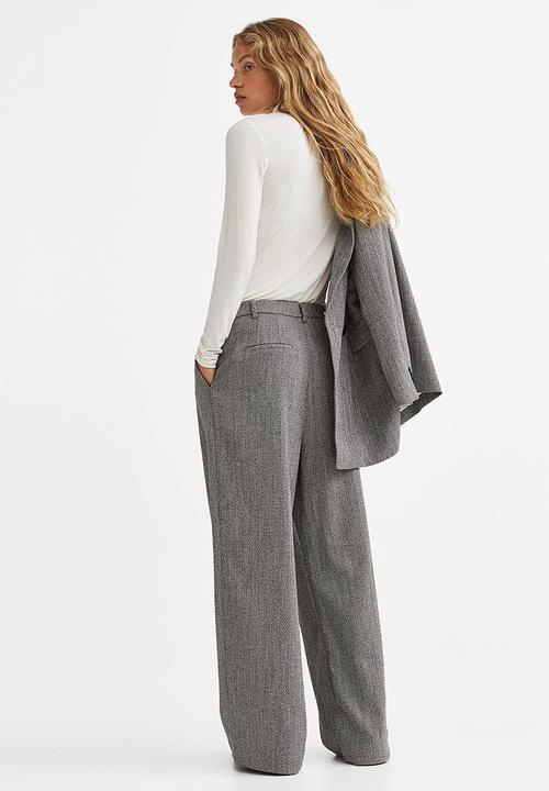 H&M - Wide trousers - grey/herringbone pattern