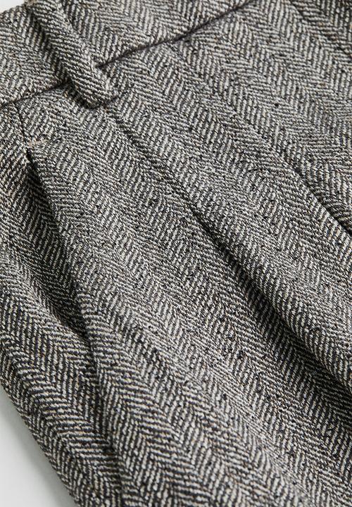 H&M - Wide trousers - grey/herringbone pattern
