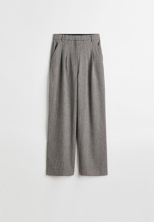 H&M - Wide trousers - grey/herringbone pattern