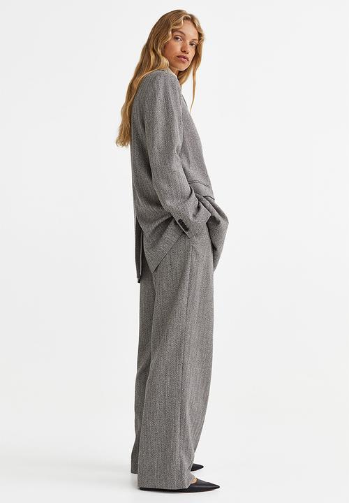 H&M - Wide trousers - grey/herringbone pattern