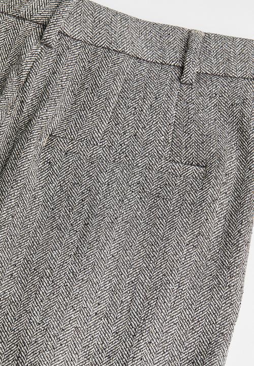 H&M - Wide trousers - grey/herringbone pattern