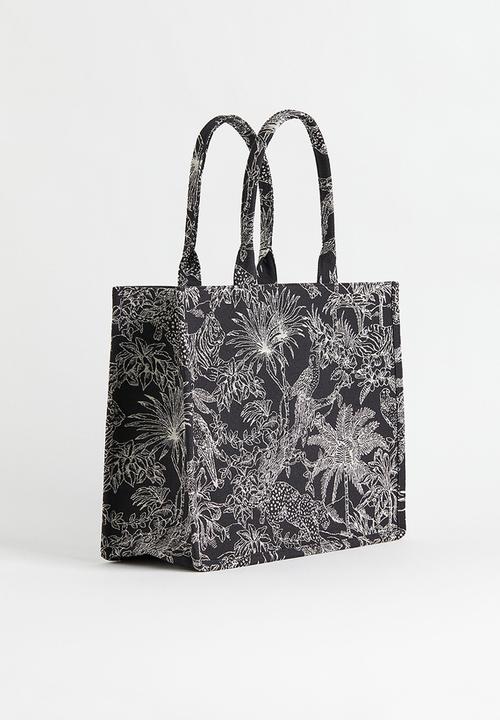 H&M - Jacquard-weave handbag - black/patterned