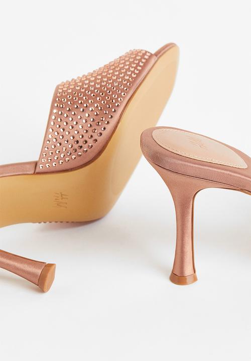 H&M - Rhinestone-embellished mules - beige