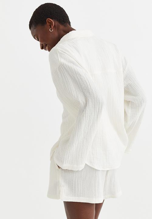 H&M - Crinkled cotton shirt - cream